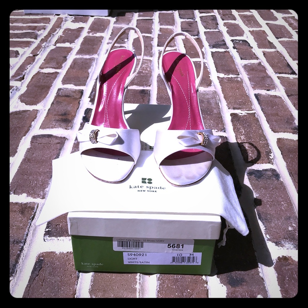 Kate Spade “Light” white/satin heels - worn once!